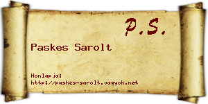 Paskes Sarolt névjegykártya